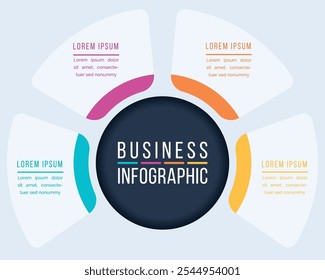 4 Opções Infográfico círculo design 4 etapas, objetos, elementos ou opções informações modelo infográfico de negócios