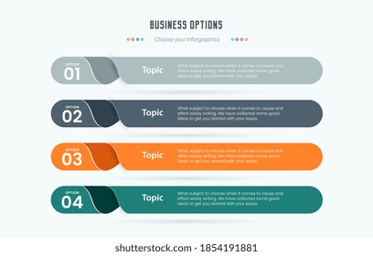 4 options of infographic, infographic design for Process chart. , diagram with steps, options, parts or processes. Vector business template for presentation. Creative concept for infographic.