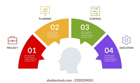 4 options infographic and German head Template for presentation, diagram, graph and chart