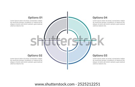 4 options infographic goal design, Business presentation, banner, brochure, focus and plan. Vector illustration.