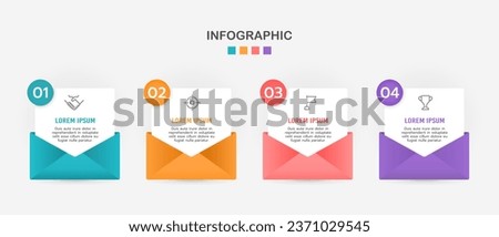 4 options Infographic open mail design template for business. Vector illustration.