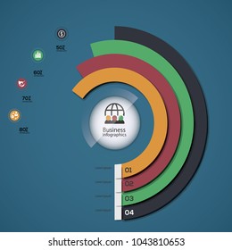 4 options Infographic Template. Circle style infographic Template or Background. Can be used for Presentation or information banner. Can edit your own texts in spaces provided. Vector illustration.