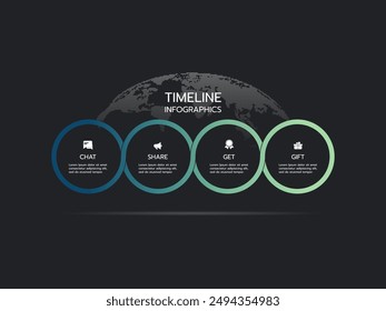 4 Optionen Infografik Vorlage, Konzept Weltkarte Infografik.