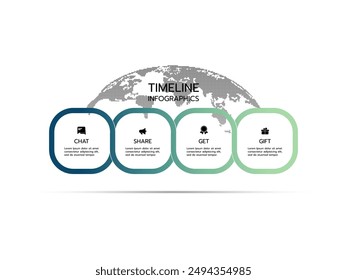 4 Opciones infografía Plantilla, concepto infografía del mapa del mundo.