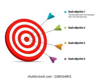 4 options infographic template. Goal objective style infographic design. Can be used for business presentation or any purposes. Vector EPS10 