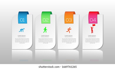 4 options infographic template. Roadmap style infographic design. Can edit your texts in the infographic. Can be used for presentation or any purposes. Vector EPS10