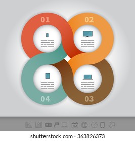 4 Options Linked Circles In Origami Style Infographics Presentation Template