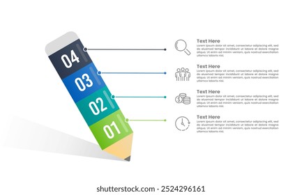 4 options or process infographic pencil design. Business presentation, Workflow, Roadmap and Plan. Vector illustration.