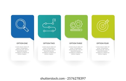 4 options speech bubble infographic. Poster, Banner, Presentation, Information and Plan. Vector illustration.