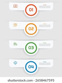 4 Optionen oder Schritte Flat Infographic Element. Modernes und sauberes Design für Präsentationen, Berichte und das Web