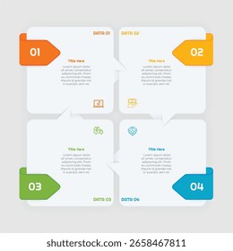 4 Opções ou Etapas Elemento Infográfico Plano. Design moderno e limpo para apresentações, relatórios e Web