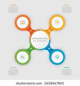 4 Opções ou Etapas Elemento Infográfico Plano. Design moderno e limpo para apresentações, relatórios e Web
