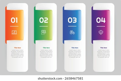 4 Opções ou passos Gradiente Infográfico Elemento. Design moderno e limpo para apresentações, relatórios e Web