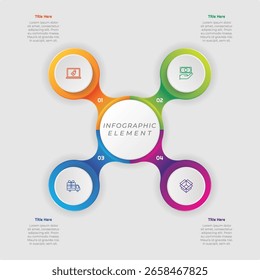 4 Opções ou passos Gradiente Infográfico Elemento. Design moderno e limpo para apresentações, relatórios e Web
