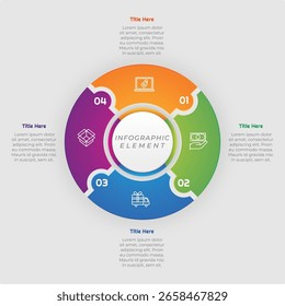 4 Options or Steps Gradient Infographic Element. Modern and clean design for presentations, reports, and web