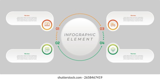 4 Options or Steps Infographic Element with Gradient Style for presentations, reports, and web