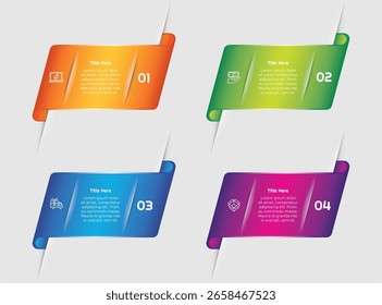 4 Options or Steps Infographic Element with Gradient Style for presentations, reports, and web