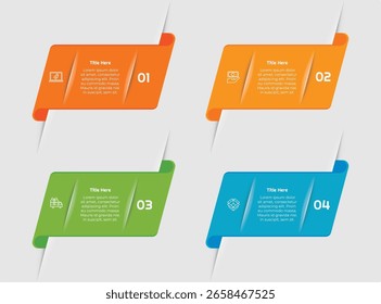 Elemento de infografía de 4 opciones o pasos con estilo plano para presentaciones, informes y Web