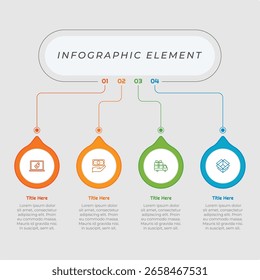 4 Options or Steps Infographic Element with Flat Style for presentations, reports, and web