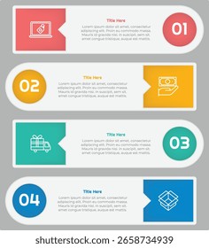 Elemento de infografía de 4 opciones o pasos para presentaciones, informes y Web