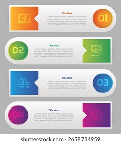 Elemento de infografía de 4 opciones o pasos para presentaciones, informes y Web