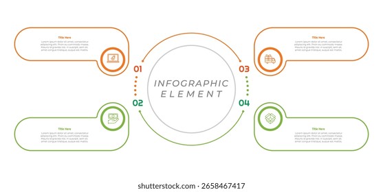 4 Opciones o pasos Esbozar elemento de infografía para presentaciones, informes y Web