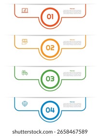 4 Opciones o Pasos Esquema Elemento de Infografía. Diseño moderno y limpio para presentaciones, informes y Web
