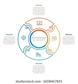 4 Opciones o Pasos Esquema Elemento de Infografía. Diseño moderno y limpio para presentaciones, informes y Web
