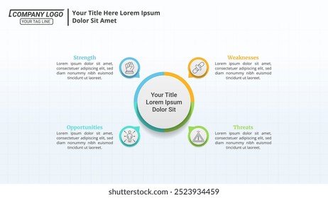 4 Options Workflow Circle Diagram Infographic with Editable Text for Business Process, Strategy, and Marketing.