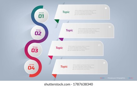 4 Options of works plan in banner, Modern finance and Business Infographics, workflow, Label, Concept, Vector template Design.