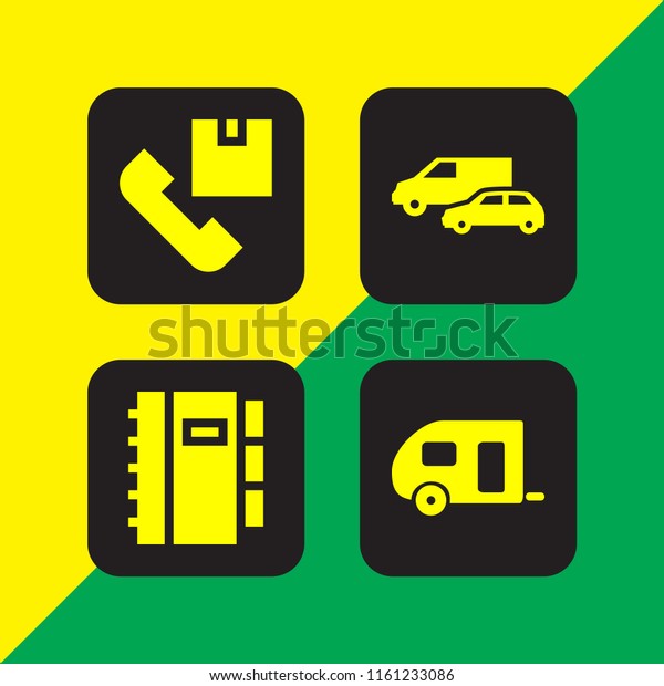 4 order
icons in vector set. van, files and folders and shipping and
delivery illustration for web and graphic
design