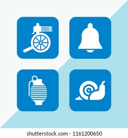 4 organic icons in vector set. bomb, bell, farming and gardening and miscellaneous illustration for web and graphic design