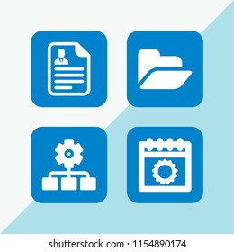 4 organize icons in vector set. document, organization and daily calendar illustration for web and graphic design