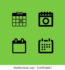 4 organizer icons in vector set. calendar, calendar icon and daily calendar illustration for web and graphic design