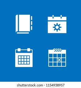 4 organizer icons in vector set. address book and calendar illustration for web and graphic design