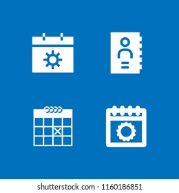 4 organizer icons in vector set. daily calendar, agenda and calendar illustration for web and graphic design