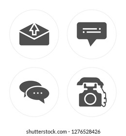 4 Outbox, Chat, Phone call modern icons on round shapes, vector illustration, eps10, trendy icon set.