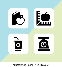 4 overweight icons in vector set. sugar, diet and scale illustration for web and graphic design