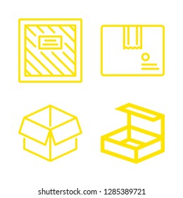 4 pack icons with package and open box in this set