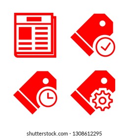 4 packaging icons with press delivery service and price tag in this set
