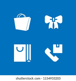 4 packaging icons in vector set. shopping bag, ribbon, bag and shipping and delivery illustration for web and graphic design