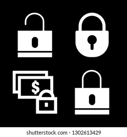 4 padlock icons with locked security for money and lock in this set