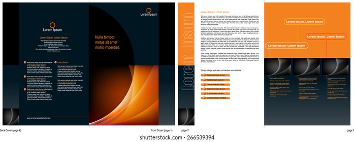 A 4 page (A4 size) corporate brochure design template - Vector