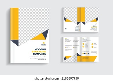 4 pages clean and minimal multipurpose bifold brochure design or corporate company brochure design. fully organized and editable brochure template design.