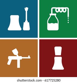 4 paint filled icons such as canister, nail polish