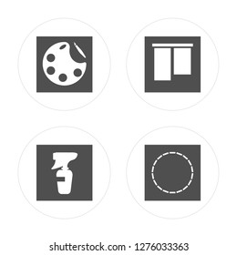 4 Paint palette, Spray, Vertical alignment, Circle modern icons on round shapes, vector illustration, eps10, trendy icon set.