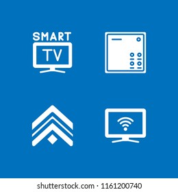4 panel icons in vector set. intercom, smart tv and chevron illustration for web and graphic design