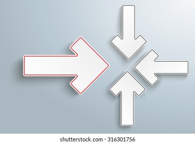 4 paper arrows on the gray backround. Eps 10 vector file.