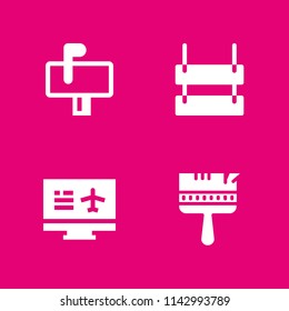 4 paper icon set with bookcase, booking and mailbox vector illustration for graphic design and web