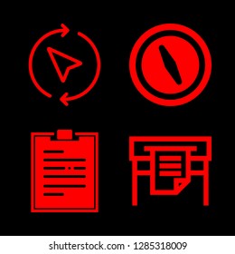 4 paper icons with printing and compass in this set